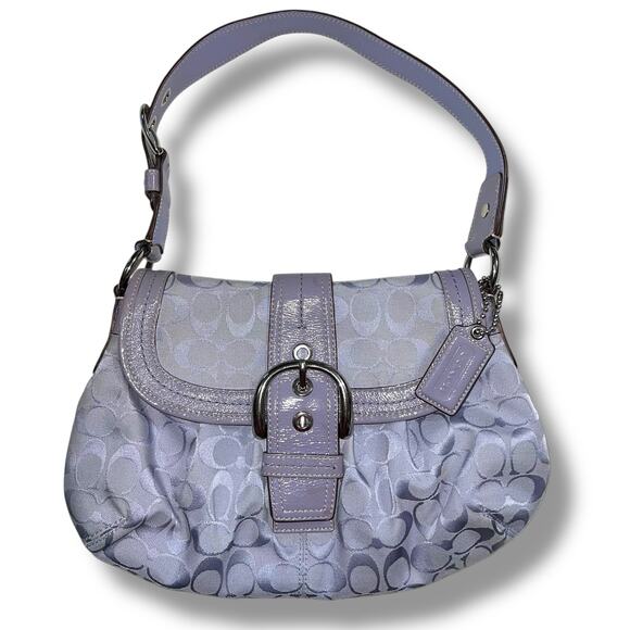 Coach Handbags - Coach Soho Y2K 1990s Pleated Leather Soufflet Bag Flap Buckle Purple F15203